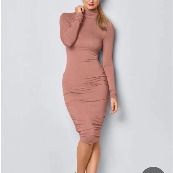 draped dress midi Blue Draped Lace Midi Dress L